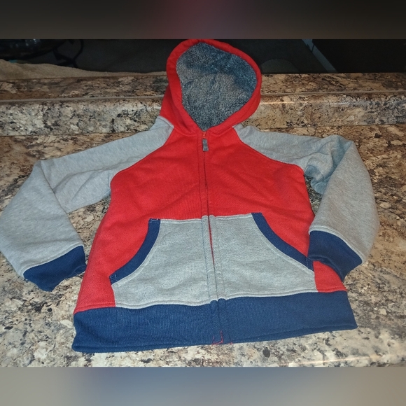 Kids Red and Gray Hoodie Zip Up.lrg - Picture 1 of 3